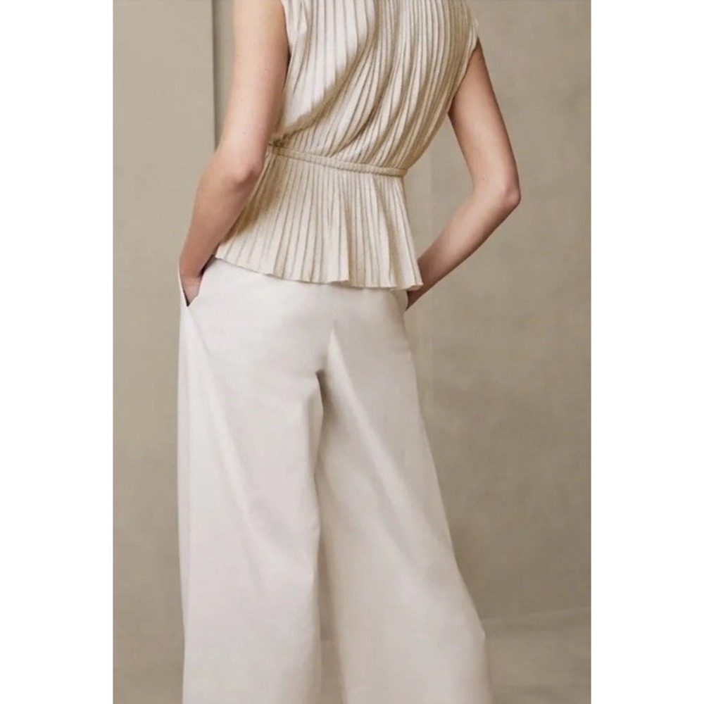 Banana Republic Pleated Peplum V Neck Sleeveless Top Drawstring Waist Sz S NWT - Picture 14 of 14